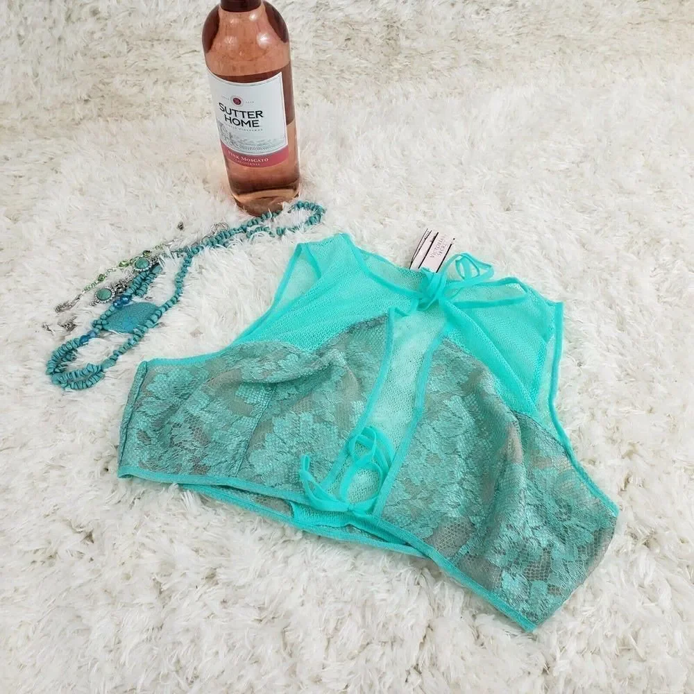 Victoria's Secret Sleepwear Crop Top Green Mint Mesh Size Small